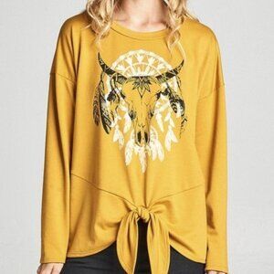 MUSTARD BULL PRINT TOP